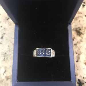 Ladies Diamond and Blue Sapphire ring